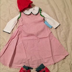 NWT Girl 2T, 3T Red Striped A-line Christmas Dress